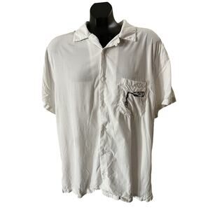 Simpler Daze White Surreal Graphic Button-Up - Size M